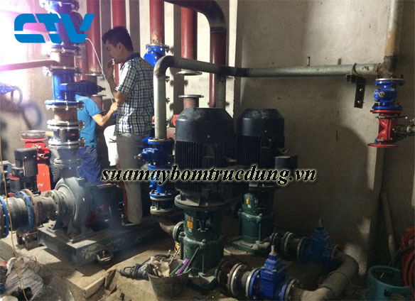 Thi công sửa máy bơm trục đứng Caprari tại tòa nhà CT36- KĐT Đại Kim- Hà Nội