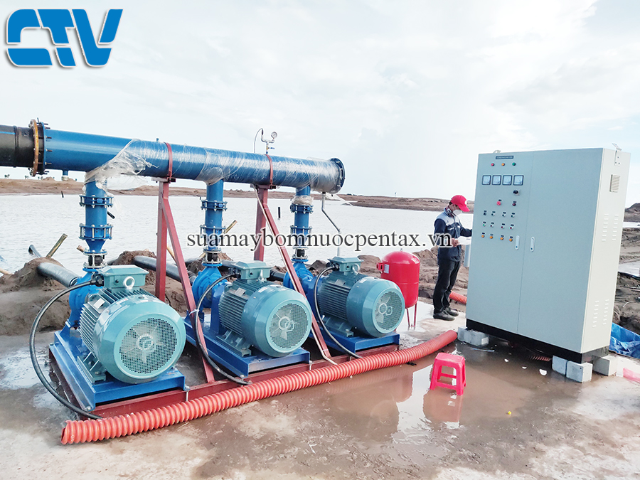 Thiết kế, lắp ráp cụm 3 máy bơm tăng áp công nghiệp 75Kw